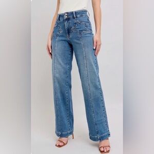 Judy Blue Light Blue Flare Jeans with Star Detail